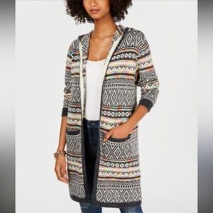 Monteau hooded duster Knit Cardigan EUC M